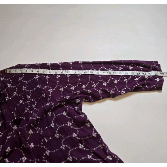 Roaman's Women Purple Long Cardigan Duster Purple Floral Rayon 34W 5-3687-0 Flow - Picture 8 of 9